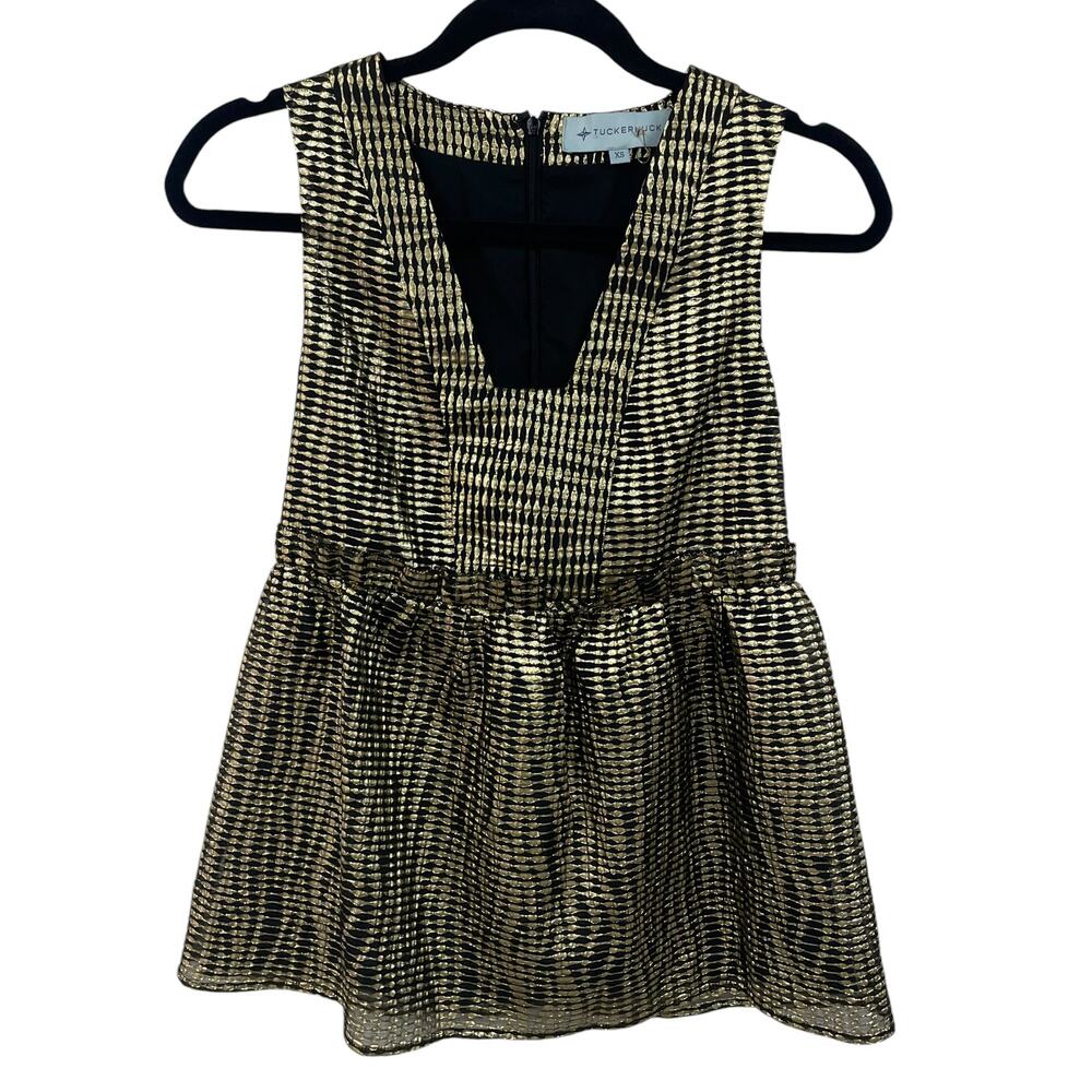 Tuckernuck Gold and Black Metallic Peplum Tank